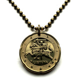 2017 Lithuania Lietuva Euro 20 Cent coin pendant Vytis horse back armored knight Vilnius Kaunas Klaipėda Šiauliai medieval Vityaz Marijampole Jonava Utena Curonian Spit Panevezys Panevezys Pahonia Alytus Mazeikiai Trakai Kedainiai Hill of Crosses n003887