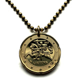 2017 Lithuania Lietuva Euro 20 Cent coin pendant Vytis horse back armored knight Vilnius Kaunas Klaipėda Šiauliai medieval Vityaz Marijampole Jonava Utena Curonian Spit Panevezys Panevezys Pahonia Alytus Mazeikiai Trakai Kedainiai Hill of Crosses n003887