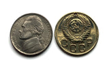 1956 Soviet Union CCCP USSR communist Russia 3 Kopecks coin pendant hammer & sickle Karl Marx Lenin Stalin Moscow Saint Petersburg n003502