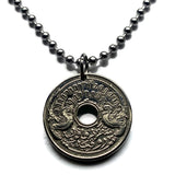 1913 Dutch East Indies Indonesia Netherlands 5 Cent coin pendant rice plant Jakarta Borneo Batam Prambanan Borobudur Bali Minangkabau n000968