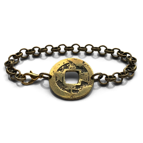 antique! 1742 Korea 1 Mun cash coin bracelet jewelry Yeopjeon Sangpyeong Tongbo Joseon Yi Dynasty Seoul Busan Incheon Daegu Daejeon Hangul Hanja Joseon Kingdom Goguryeo Baekje Silla Jeju Ho b000178