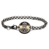 1971 Denmark Danmark 10 Ore coin bracelet initial R Danish royal crown Danes Copenhagen Aarhus Odense Aalborg Scandinavian Zealand b000192