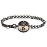 1971 Denmark Danmark 10 Ore coin bracelet initial R Danish royal crown Danes Copenhagen Aarhus Odense Aalborg Scandinavian Zealand b000192