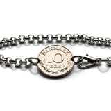 1971 Denmark Danmark 10 Ore coin bracelet initial R Danish royal crown Danes Copenhagen Aarhus Odense Aalborg Scandinavian Zealand b000192