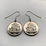 1969 Iceland Ísland 5 Krónur coin earrings Landvættir protector Reykjavík Griðungur bull Gammur eagle Dreki dragon Bergrisi the giant e000700