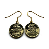 Lithuania 20 Centu coin earrings Vytis horse back armored knight Vilnius Kaunas Klaipėda Šiauliai medieval Vityaz Marijampolė Jonava Utena Curonian Spit Panevėžys Pahonia Alytus Mažeikiai Trakai Island Castle Kėdainiai Kernavė Hill of Crosses e000216