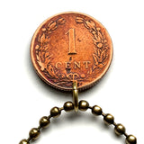 1904 Netherlands Nederland 1 Cent coin pendant Dutch lion Holland Amsterdam Rotterdam Hague Utrecht Eindhoven Groningen Tilburg Almere Breda Nijmegen Apeldoorn Ajax Haarlem Maastricht Leiden Limburg De Wallen Gouda Delft Ajax Dam Square Gelderland n001782