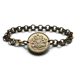 Escocia Reino Unido Gran Bretaña Moneda de 1 chelín Pulsera de eslabones rolo Joyería León escocés Edimburgo Glasgow Perth Alba Dundee Aberdeen Palacio de Holyrood Lothian Stirling Escocés Inverness Fife Británico b000078