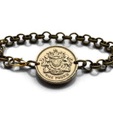 Escocia Reino Unido Gran Bretaña Moneda de 1 chelín Pulsera de eslabones rolo Joyería León escocés Edimburgo Glasgow Perth Alba Dundee Aberdeen Palacio de Holyrood Lothian Stirling Escocés Inverness Fife Británico b000078