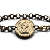 Escocia Reino Unido Gran Bretaña Moneda de 1 chelín Pulsera de eslabones rolo Joyería León escocés Edimburgo Glasgow Perth Alba Dundee Aberdeen Palacio de Holyrood Lothian Stirling Escocés Inverness Fife Británico b000078