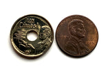 1990 España Spain 25 Pesetas coin pendant 1992 Barcelona Summer Olympics High Jump Fosbury flop scissors track and field Catalonia n003976