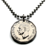 1944 Canada 5 Cent coin pendant World War 2 Allied Victory initial V maple leaves Toronto Montreal Vancouver Calgary Edmonton Ottawa Québec Winnipeg Hamilton Ontario Manitoba Alberta Halifax British Columbia Nova Scotia New Brunswick Victoria n001257