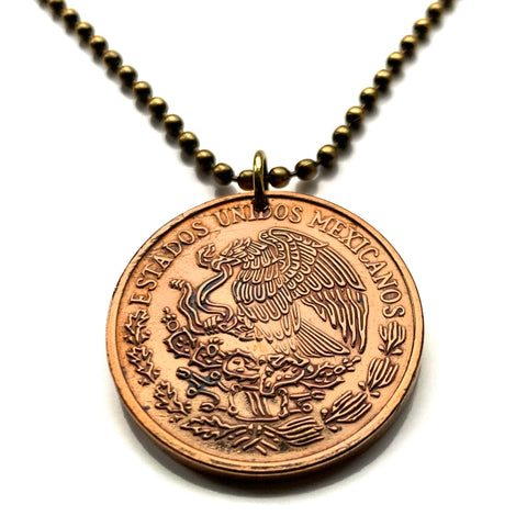 1973 Mexico 20 Centavos coin pendant Mexican eagle Iztapalapa Jalisco Morelia Zapopan Toluca Pachuca Morelos Gutiérrez Chihuahua n003970