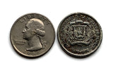 1976 Dominican Republic 25 Centavos coin pendant necklace Quisqueya Santo Domingo Santiago Juan Pablo Duarte Hispaniola caribbean n002898