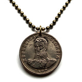 1977 Colombia 2 Pesos coin pendant Colombian Simon Bolivar Medellin Cali Bogota Pereira Columbia Parcero Santander parcero n002806