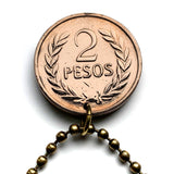1977 Colombia 2 Pesos coin pendant Colombian Simon Bolivar Medellin Cali Bogota Pereira Columbia Parcero Santander parcero n002806