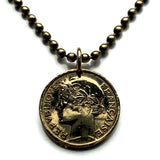 1939 France 50 Centimes coin pendant World War 2 era French Marianne Paris Marseille Lyon Strasbourg Toulouse Nantes Rennes Reims Le Havre Toulon Mont Saint-Michel Louvre Seine n000532