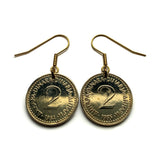 1980's Yugoslavia 2 Dinara coin earrings Serbia Croatia Macedonia Slovenia Montenegro Bosnia Herzegovina Kosovo Belgrade Sarajevo e000703