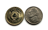 1980's Yugoslavia 2 Dinara coin earrings Serbia Croatia Macedonia Slovenia Montenegro Bosnia Herzegovina Kosovo Belgrade Sarajevo e000703