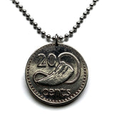 1987 British Fiji 20 Cents coin pendant Tabua sperm whale tooth sevusevu Fijian ritual Suva Ba Coral Coast South Pacific Polynesia n002311