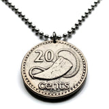 1987 British Fiji 20 Cents coin pendant Tabua sperm whale tooth sevusevu Fijian ritual Suva Ba Coral Coast South Pacific Polynesia n002311