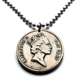 1987 British Fiji 20 Cents coin pendant Tabua sperm whale tooth sevusevu Fijian ritual Suva Ba Coral Coast South Pacific Polynesia n002311
