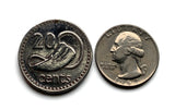 1987 British Fiji 20 Cents coin pendant Tabua sperm whale tooth sevusevu Fijian ritual Suva Ba Coral Coast South Pacific Polynesia n002311