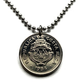 1984 Costa Rica 2 Colones coin pendant escudo Costarricense San Jose Puerto Limón Alajuela Liberia Puntarenas San Vicente Barranca ticos América Central Heredia Cinco Esquinas Desamparados Tamarindo Arenal Cartago Puntarenas Cocos Poás Nicoya n001662