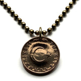 1967 Turkey Türkiye 5 Kurus coin pendant crescent moon star Istanbul Ankara Mardin Antalya Canakkale Troy Trabzon Anatolia Göreme Kaş Ephesus Cappadocia Hierapolis İzmir Bursa Bosporus Hattusa Mersin Pergamon Eskisehir Edirne Levent Urfa Ottoman n000795