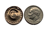 1967 Turkey Türkiye 5 Kurus coin pendant crescent moon star Istanbul Ankara Mardin Antalya Canakkale Troy Trabzon Anatolia Göreme Kaş Ephesus Cappadocia Hierapolis İzmir Bursa Bosporus Hattusa Mersin Pergamon Eskisehir Edirne Levent Urfa Ottoman n000795