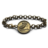 1973 Greece Hellas 1 Drachma coin bracelet Greek little owl of Athena glaux phoenix Pallas Athens Acropolis Parthenon Tetradrachm b000002
