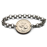 1979 Denmark Danmark 1 Krone coin bracelet Danish crown blue lions rigsvaben Danes Danskere Copenhagen Aarhus Odense Aalborg Esbjerg Randers b000194