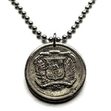 1980 Dominikanische Republik 25 Centavos Münze Anhänger Halskette Schmuck Escudo Dominica Santo Domingo Santiago Punta Cana Cibao La Vega Puerto Plata San Cristóbal La Romana Boca Chica Ciudad Colonial San Pedro Macorís n000125