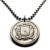 1980 Dominikanische Republik 25 Centavos Münze Anhänger Halskette Schmuck Escudo Dominica Santo Domingo Santiago Punta Cana Cibao La Vega Puerto Plata San Cristóbal La Romana Boca Chica Ciudad Colonial San Pedro Macorís n000125