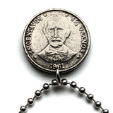 1980 Dominikanische Republik 25 Centavos Münze Anhänger Halskette Schmuck Escudo Dominica Santo Domingo Santiago Punta Cana Cibao La Vega Puerto Plata San Cristóbal La Romana Boca Chica Ciudad Colonial San Pedro Macorís n000125