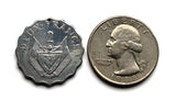 1970 Rwanda 2 Francs coin pendant Rwandese coat of arms Kinyarwanda Kigali Banyarwanda Ruhengeri Butare Muhanga Bantu Batwa people East Africa Great Lakes Hutu Abahutu Tutsi Twa people Swahili n002357