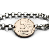 2008 Russia 5 Rubles coin bracelet double headed eagle Moscow Saint Petersburg Sochi Ivanovo Volga Petergof Pyatigorsk Astrakhan b000195