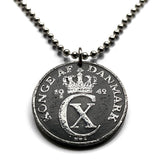 1942 Denmark 5 Ore coin pendant Danish initial CX crown Copenhagen Danes Scandinavian Nordic Faroese Aalborg Baltic king queen n003008