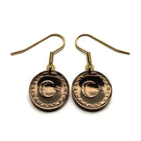 1960's Turkey 5 Kurus coin earrings crescent moon star Istanbul Levent Mardin Antalya Canakkale Troy Trabzon Anatolia Göreme Urfa e000265