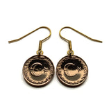1960's Turkey 5 Kurus coin earrings crescent moon star Istanbul Levent Mardin Antalya Canakkale Troy Trabzon Anatolia Göreme Urfa e000265