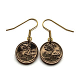 1960's Turkey 5 Kurus coin earrings crescent moon star Istanbul Levent Mardin Antalya Canakkale Troy Trabzon Anatolia Göreme Urfa e000265
