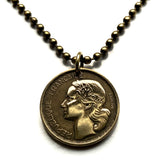 1957 France 10 Francs coin pendant French Marianne Paris Lyon Marseille Lille Nantes Nice Toulouse Bordeaux Rennes Reims Avignon Saint-Étienne Havre Carcassonne Mont Saint-Michel Montpellier n001474