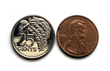 2004 Trinidad and Tobago 25 Cents coin pendant necklace Trinidadian Trini hummingbird Trinity Hills Caribbean Chaconia flower n000514