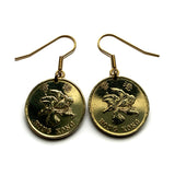 1997 British Hong Kong China 50 Ct coin earrings Bauhinia orchid flower blossom Sham Shui Po Yau Tsim Mong Kwai Tsing Tai Po Sha Tin e000702
