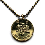 1997 British UK Hong Kong China 50 Cents coin pendant Bauhinia orchid flower blossom floral Sham Shui Po Yau Tsim Mong Kwai Tsing Tai Po Sha Tin n000043
