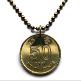 1997 British UK Hong Kong China 50 Cents coin pendant Bauhinia orchid flower blossom floral Sham Shui Po Yau Tsim Mong Kwai Tsing Tai Po Sha Tin n000043