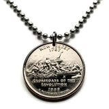 1999 USA Quarter 25 coin pendant Crossroads of the Revolution George Washington Crossing the Delaware 1776 New Jersey 1851 painting n003983