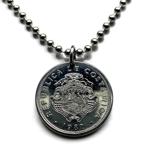 1982 - 1984 Costa Rica 1 Colon coin pendant escudo Costarricense San Jose Puerto Limón Alajuela Liberia Puntarenas San Vicente Barranca ticos América Central Heredia Cinco Esquinas Desamparados Tamarindo Arenal Cartago Puntarenas Cocos Poás Nicoya n003900