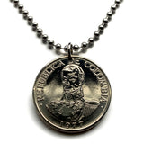 1977 Colombia 1 Peso coin pendant Colombian Simon Bolivar Bogota Medellin Cali Barranquilla Cartagena Pereira Santander Antioquia Valle del Cauca Cúcuta Caldas Bucaramanga cumbia parcero paisa n002221