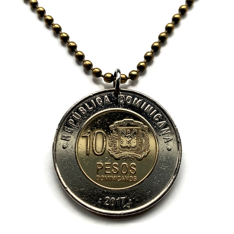 2017 Dominican Republic 10 Pesos coin pendant charm necklace jewelry Santo Domingo Santiago Punta Cana Cibao La Vega Puerto Plata San Cristóbal La Romana Boca Chica Ciudad Colonial San Pedro de Macorís n003610